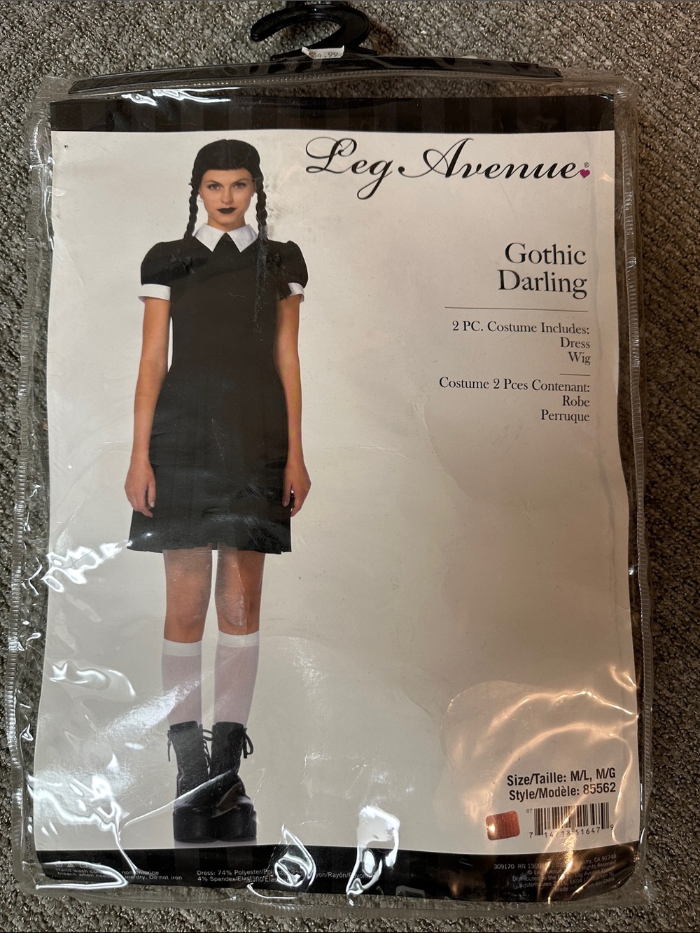 Leg Avenue Kids Gothic Darling Costume WednesdayAddams - Black & White Size M/L